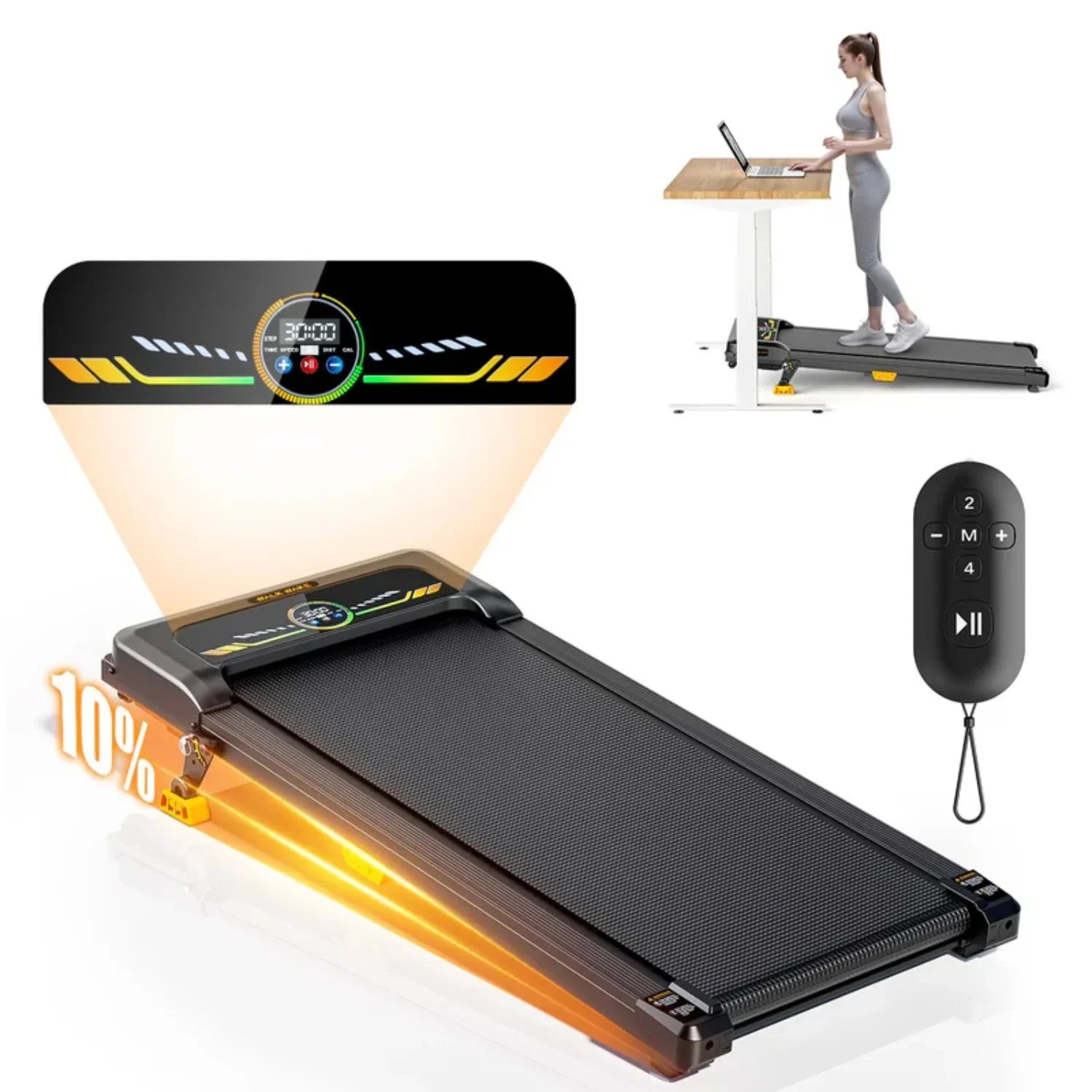 330lb Capacity Incline Walking Pad: 2.5HP Under Desk Treadmill