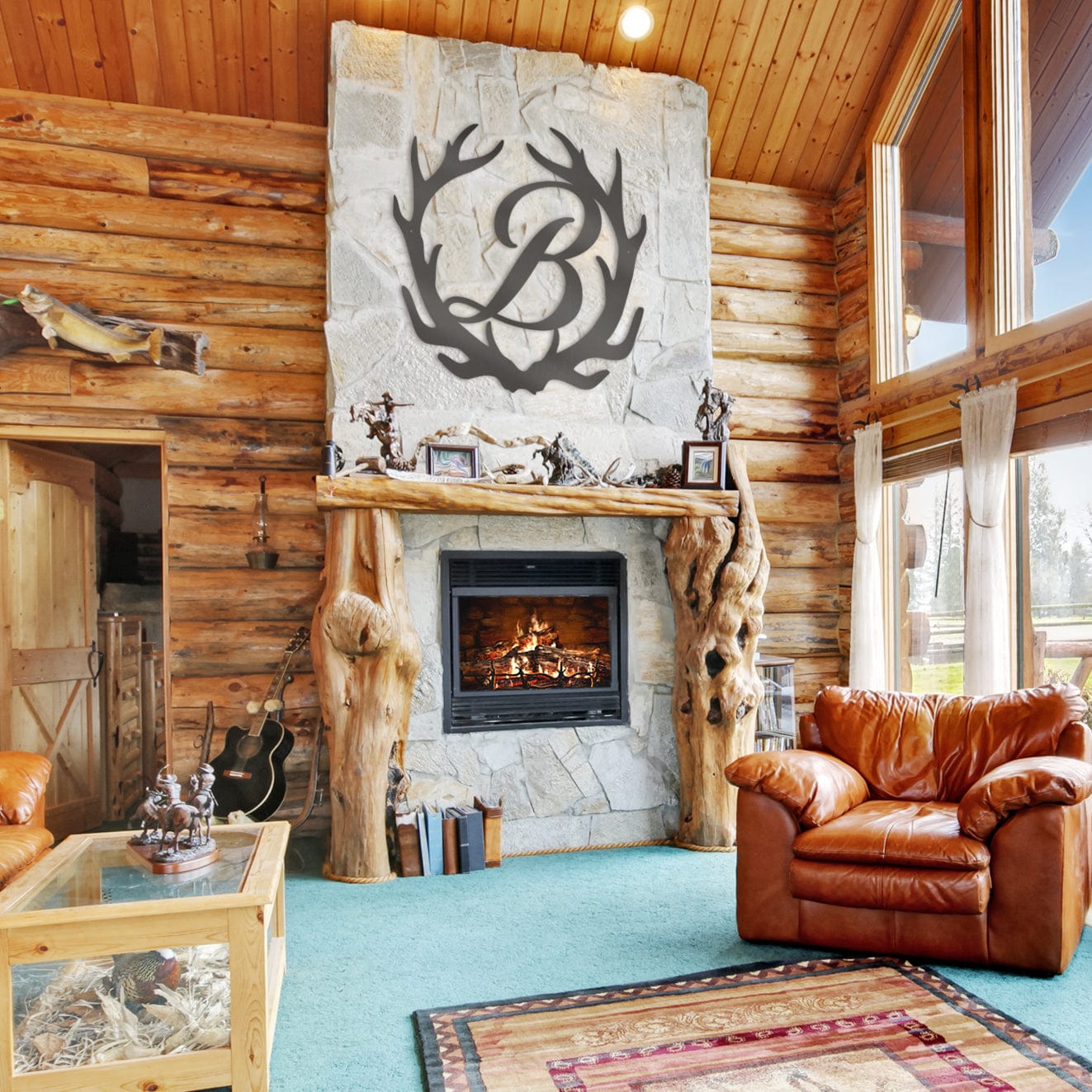 Deer Antler Letter - Personalized Metal Wall Decor | Custom Monogram Gift